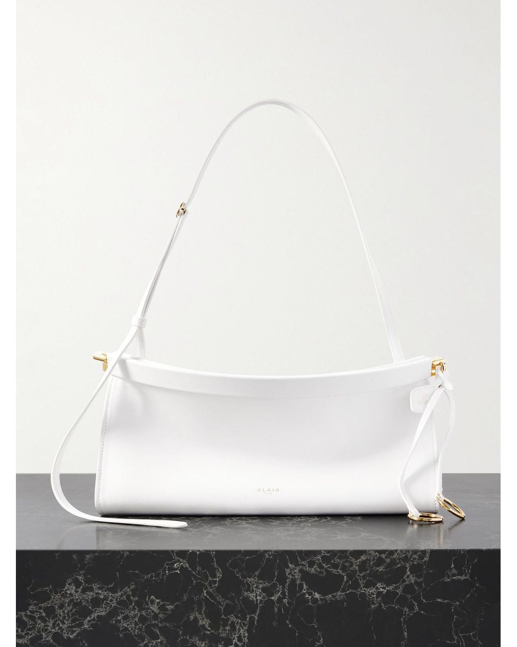 Alaïa White Click E/W Medium Leather Shoulder Bag