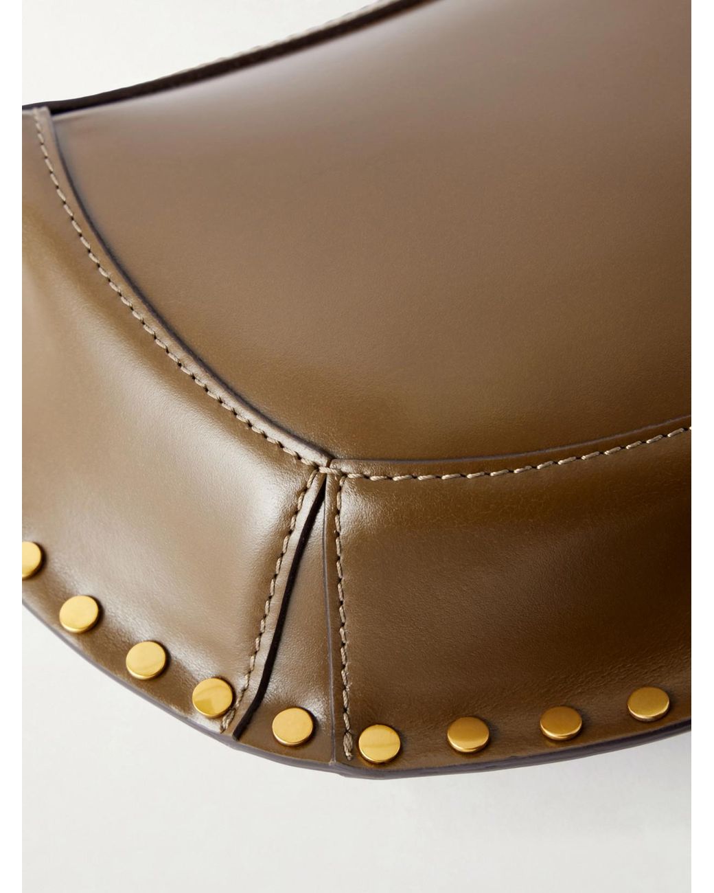 Isabel Marant White Oskan Moon Studded Leather Shoulder Bag