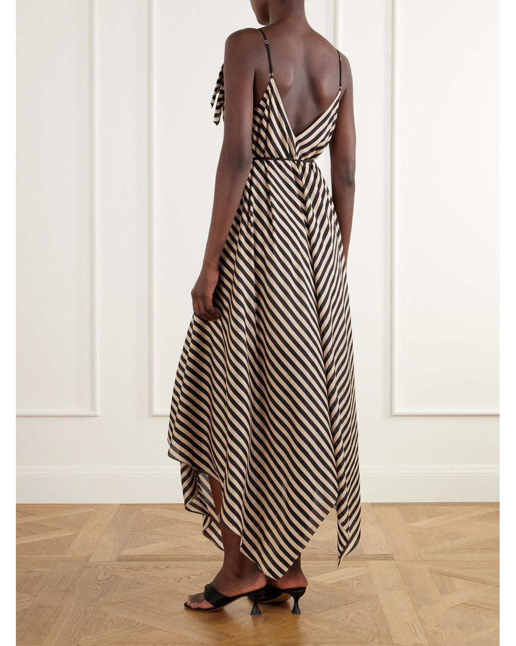 Zimmermann White Fairlight Tie-Detailed Striped Silk Midi Dress