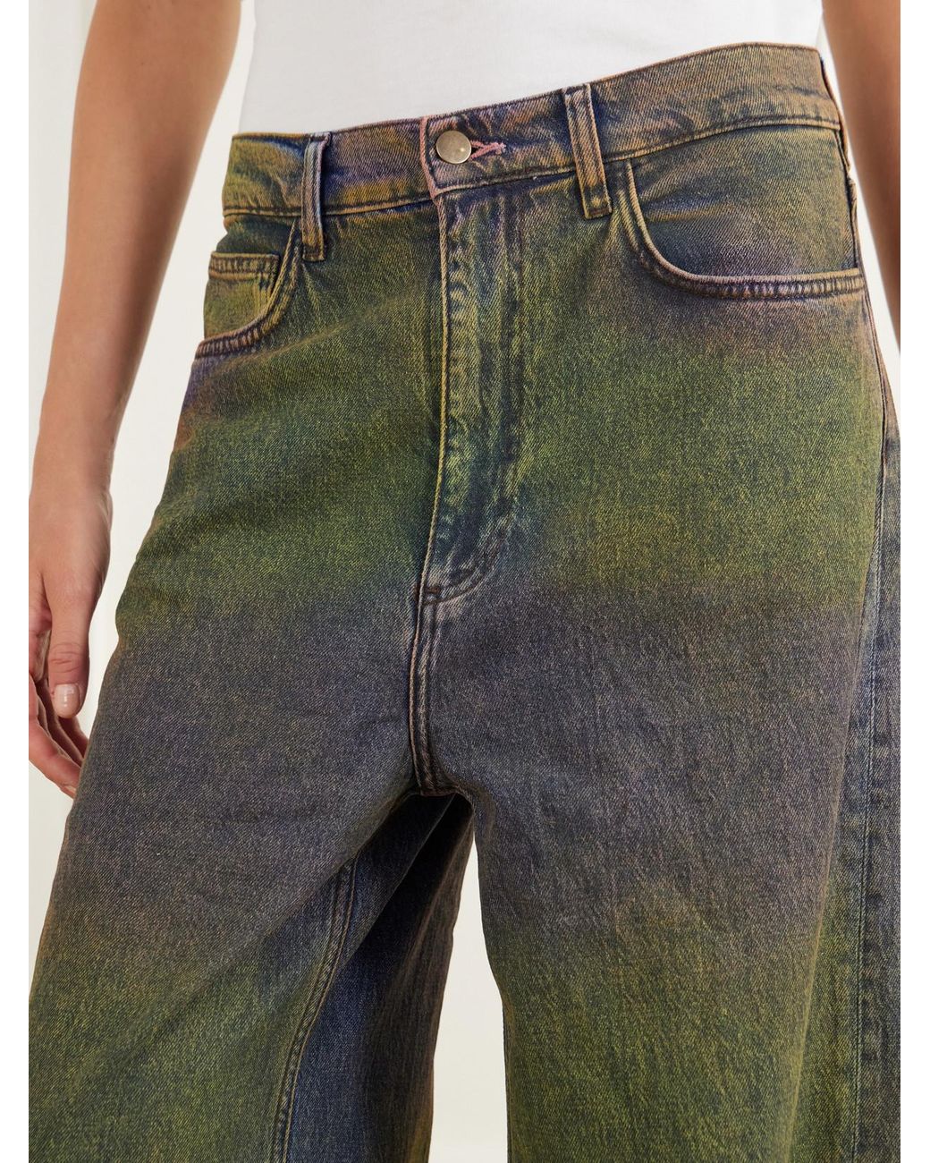 Sanderlak Green Ombré Mid-Rise Wide-Leg Jeans