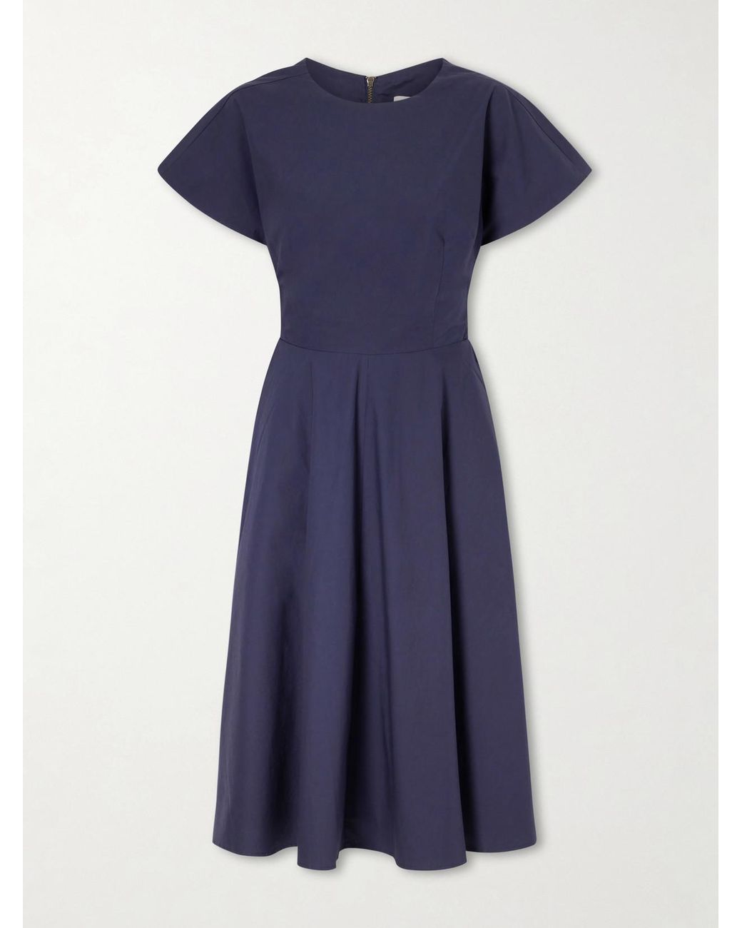 Rosie Assoulin Blue Buttercup Pleated Cotton-Taffeta Midi Dress