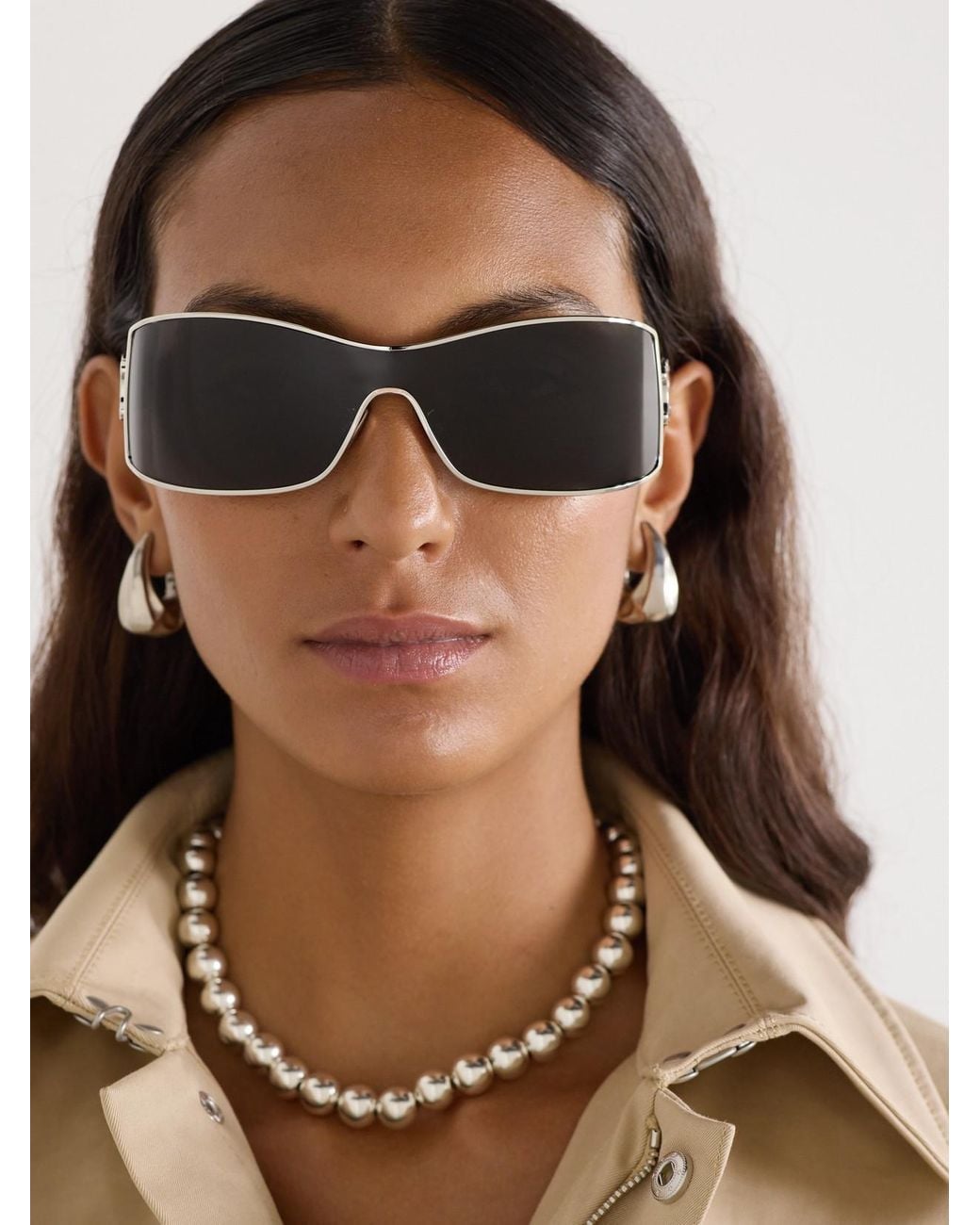 Céline Gray Rectangular-Frame-Tone Sunglasses