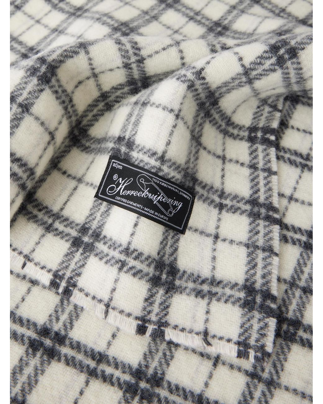 mfpen Gray Facade Checked Felted Wool Scarf