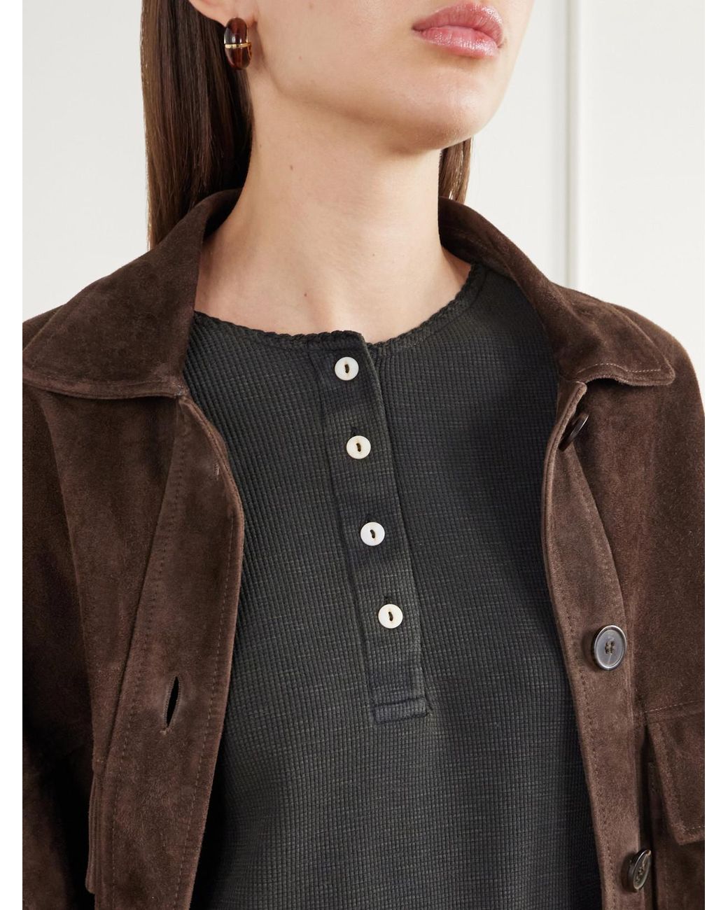 RRL Black Waffle-Knit Cotton-Blend Henley Top