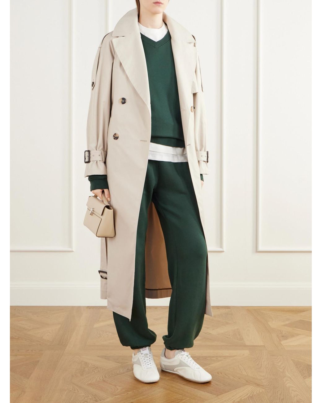 ÉTERNE Green Logo-Embroidered French Cotton And Modal-Blend Terry Tapered Track Pants