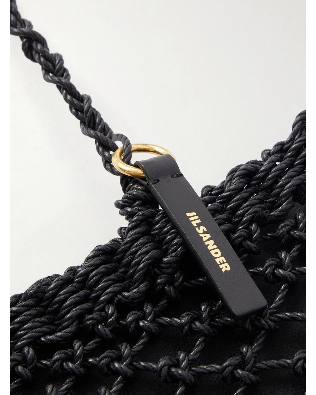Jil Sander Black Tangle Net Satin And Cotton Cord Shoulder Bag