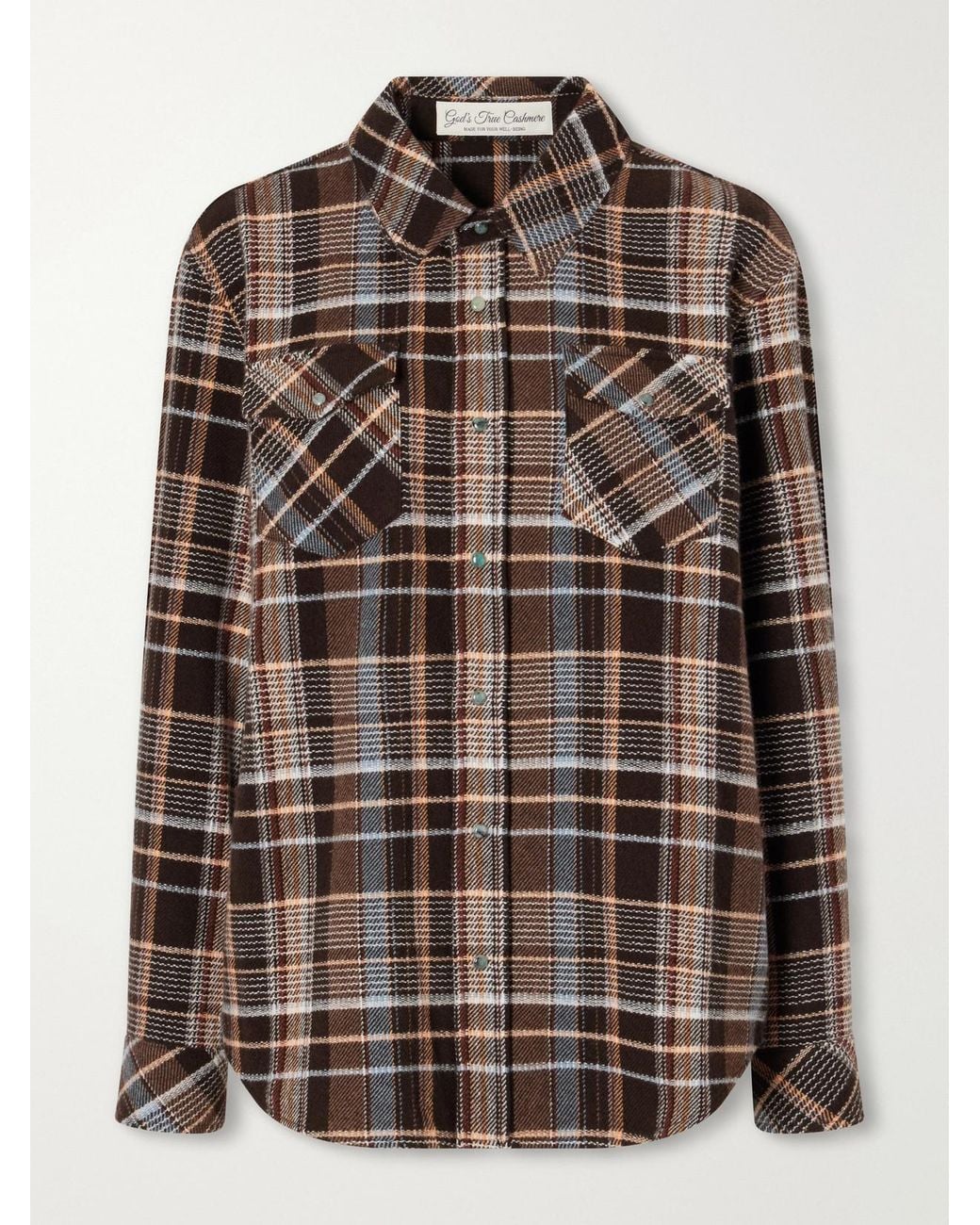 God's True Cashmere Brown Wilderness Checked Cashmere Shirt