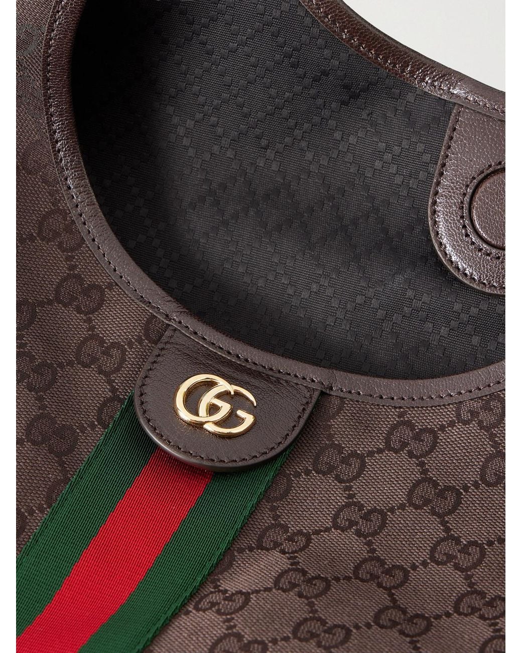 Gucci Gray Giglio Leather-Trimmed Canvas-Jacquard Tote