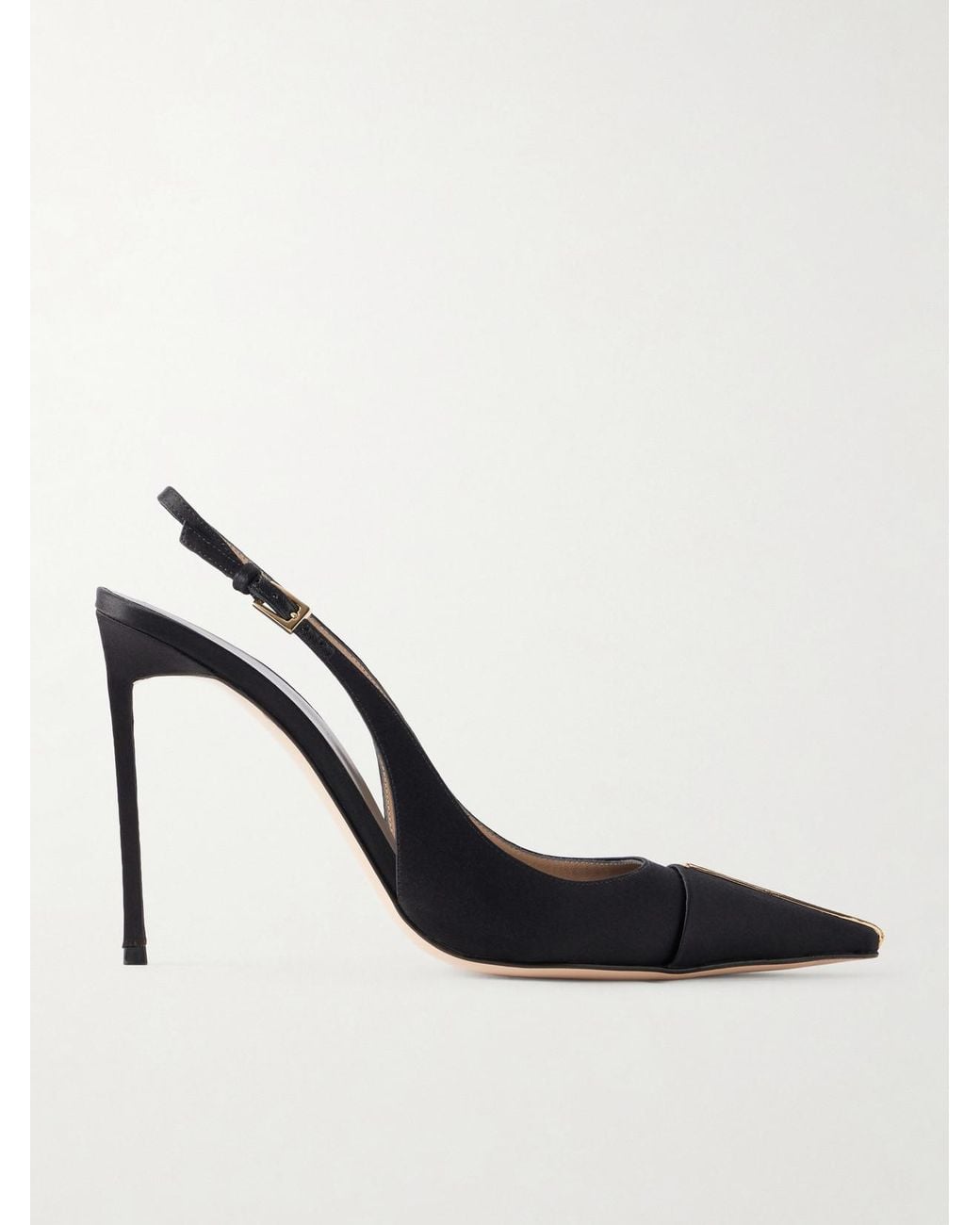 Tom Ford White Thea 105 Crystal-Embellished Satin Slingback Pumps