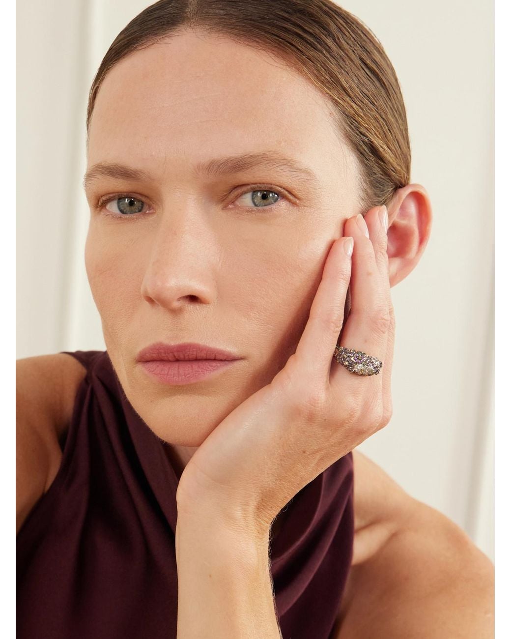 Yvonne Léon Natural Bague Dôme Mini 9-Karat And-Stones Ring