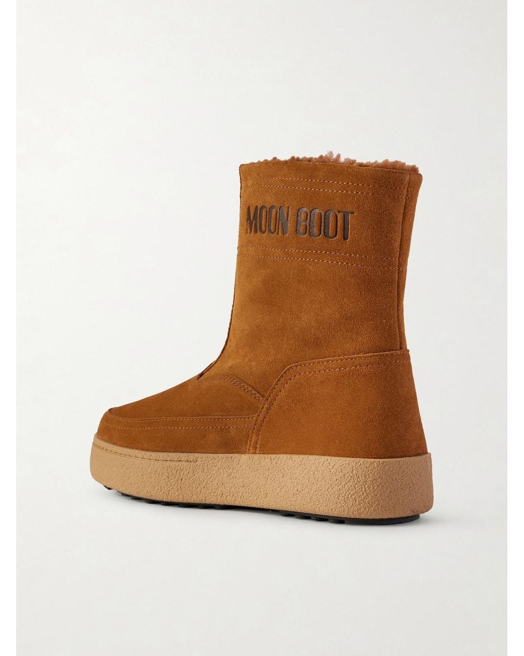 Moon Boot Brown Lara Suede And Shearling Ankle Boots