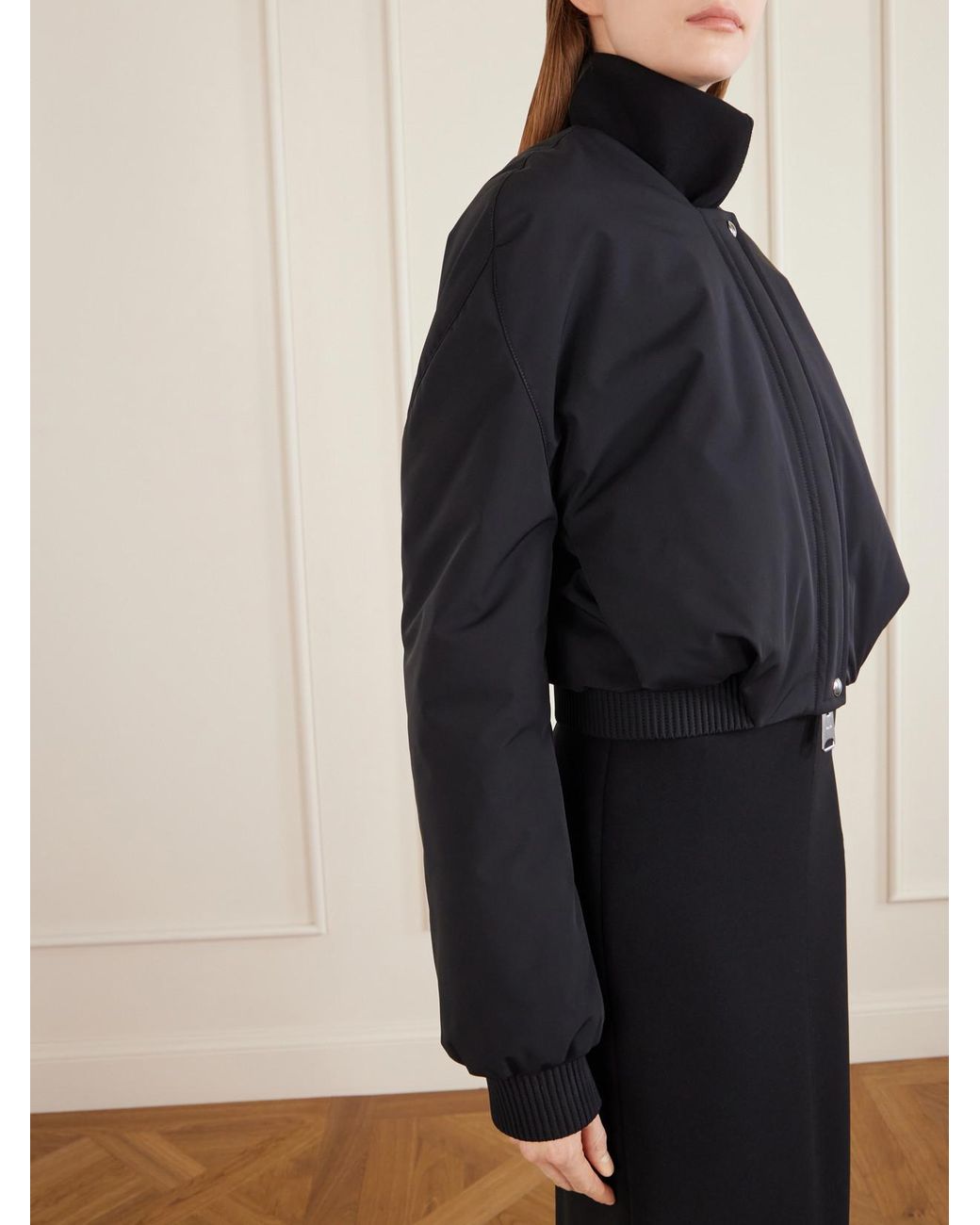 Khaite Black Cordan Cropped Shell Bomber Jacket