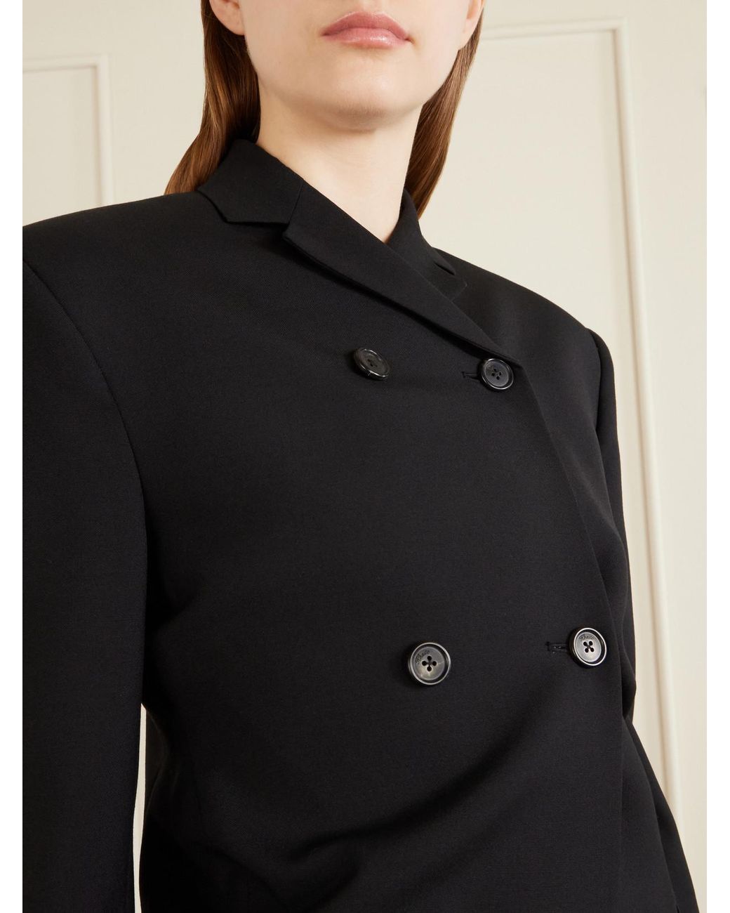 Khaite Black Rolo Double-Breasted Wool And Silk-Blend Blazer