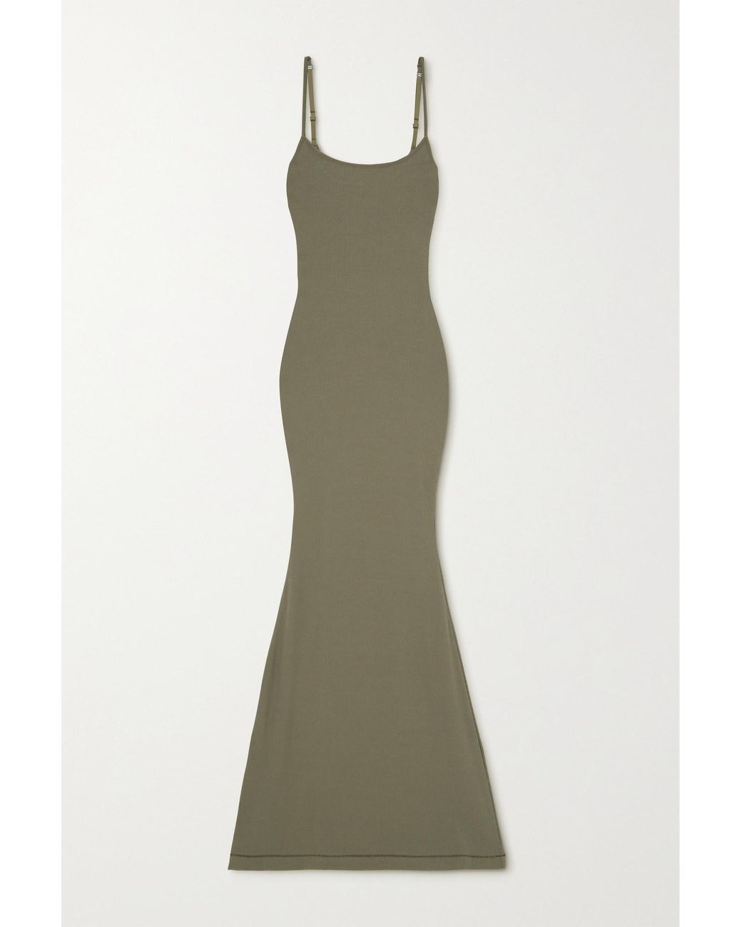 Skims Soft Lounge Ribbed Stretch-modal Maxi Dress in Green | Lyst UK