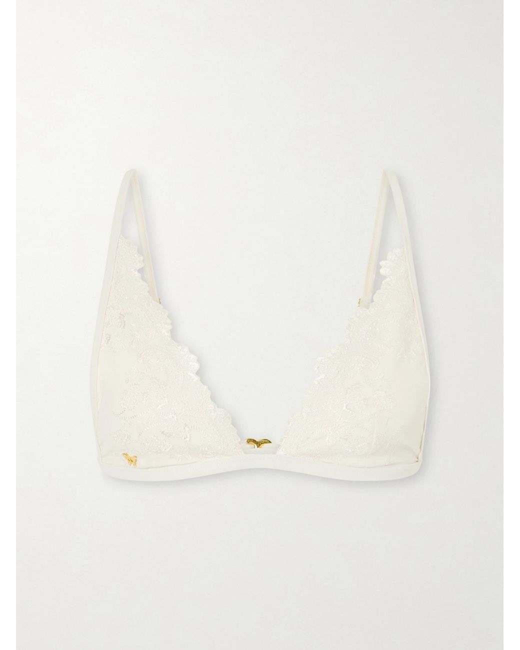 Kiki de Montparnasse Natural Juliette Embroidered Bikini Top