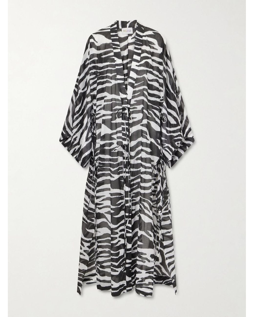 The Attico White Zebra-Print Cotton Kaftan