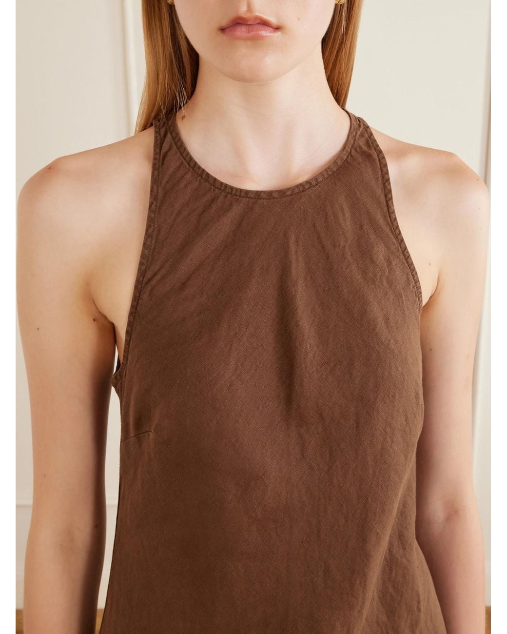 James Perse Brown Linen Maxi Dress