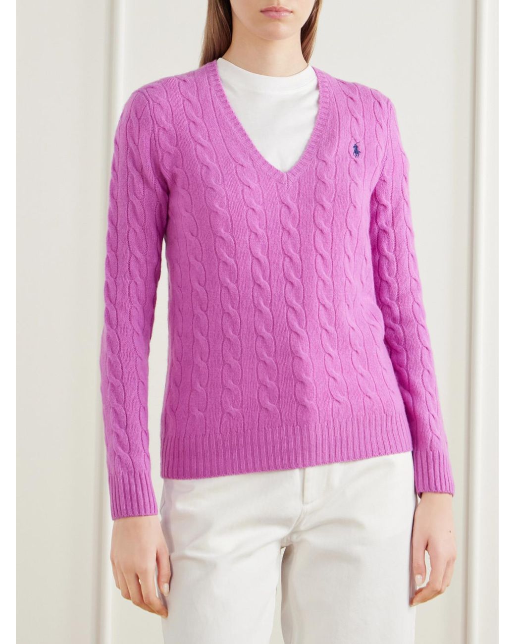 Polo Ralph Lauren Pink Cable-Knit Cotton Sweater