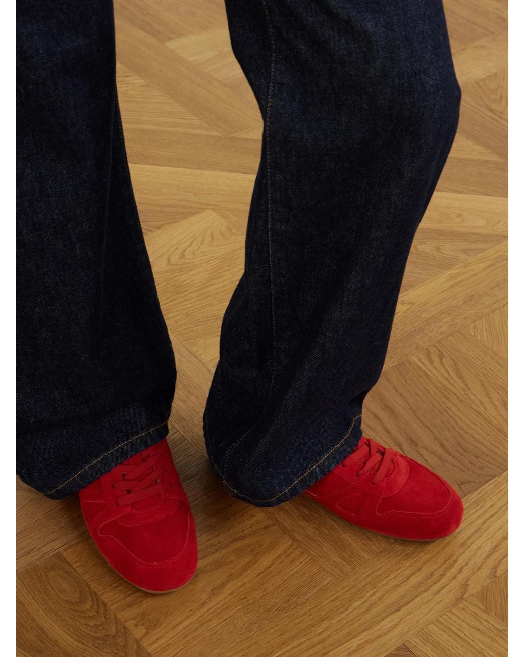 Isabel Marant Red Senny Perforated Suede Sneakers
