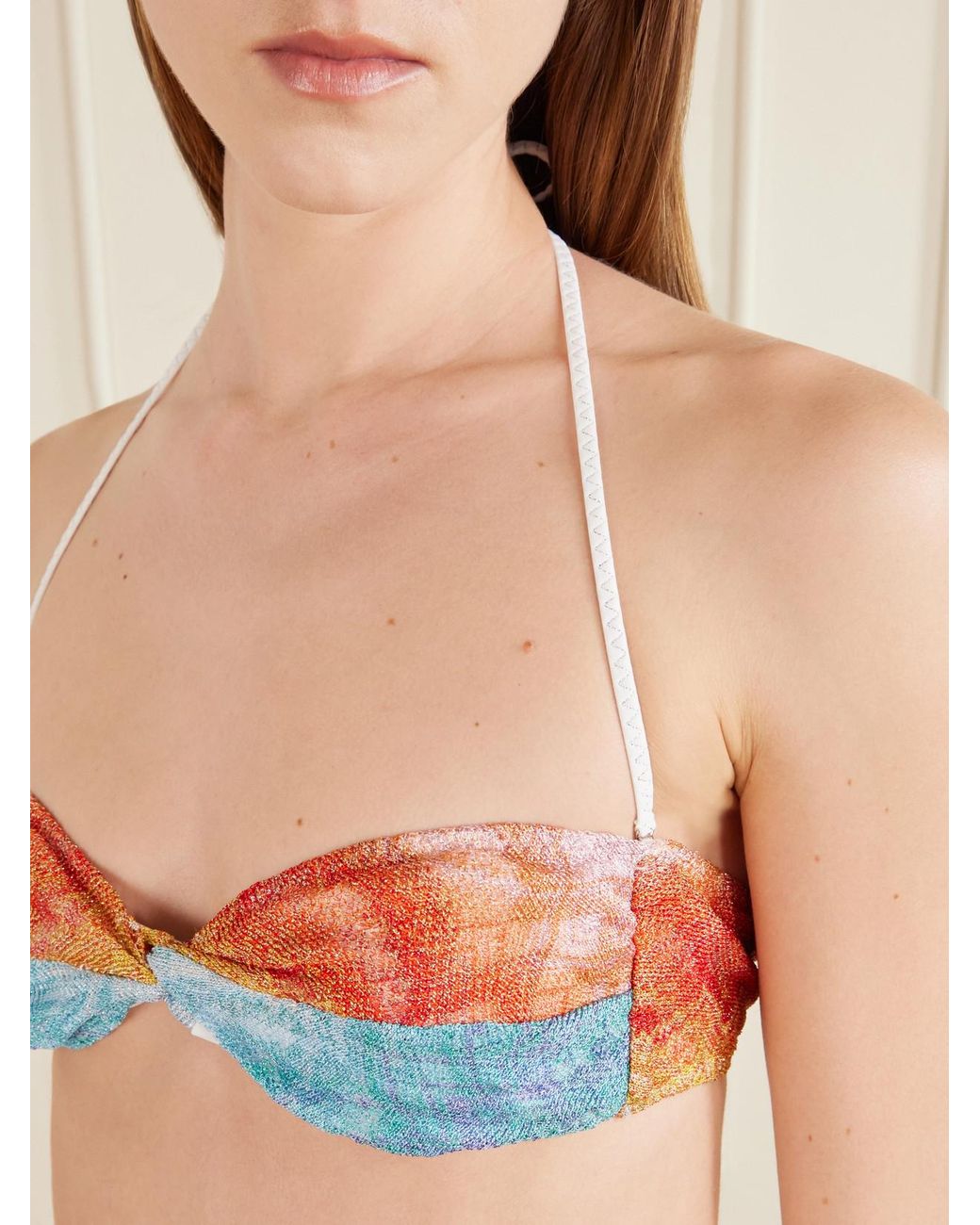 Missoni Blue Striped Crochet-Knit Triangle Bikini