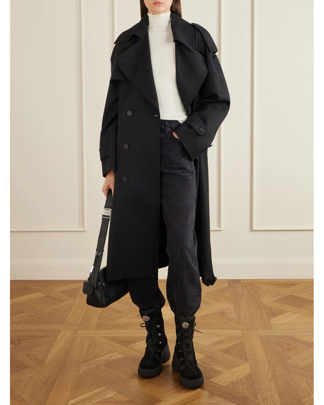 Moncler Black Resile Trek Shell-Trimmed Suede Ankle Boots