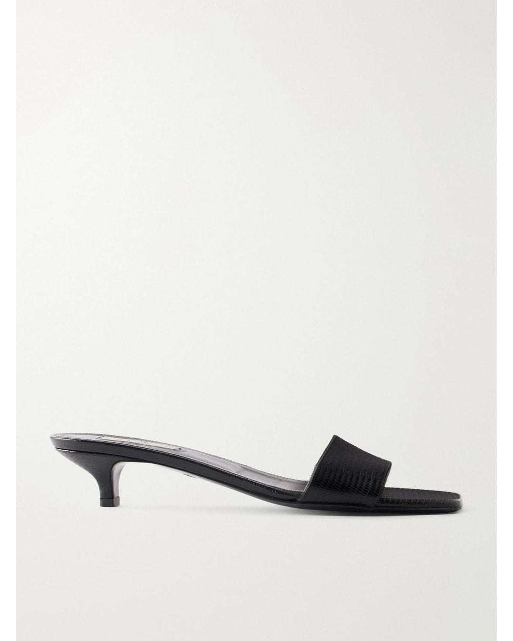 Totême Black Lizard-Effect Leather Sandals