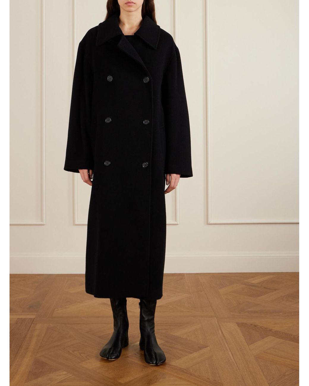 Christen Black Tabi Split-Toe Leather Knee Boots