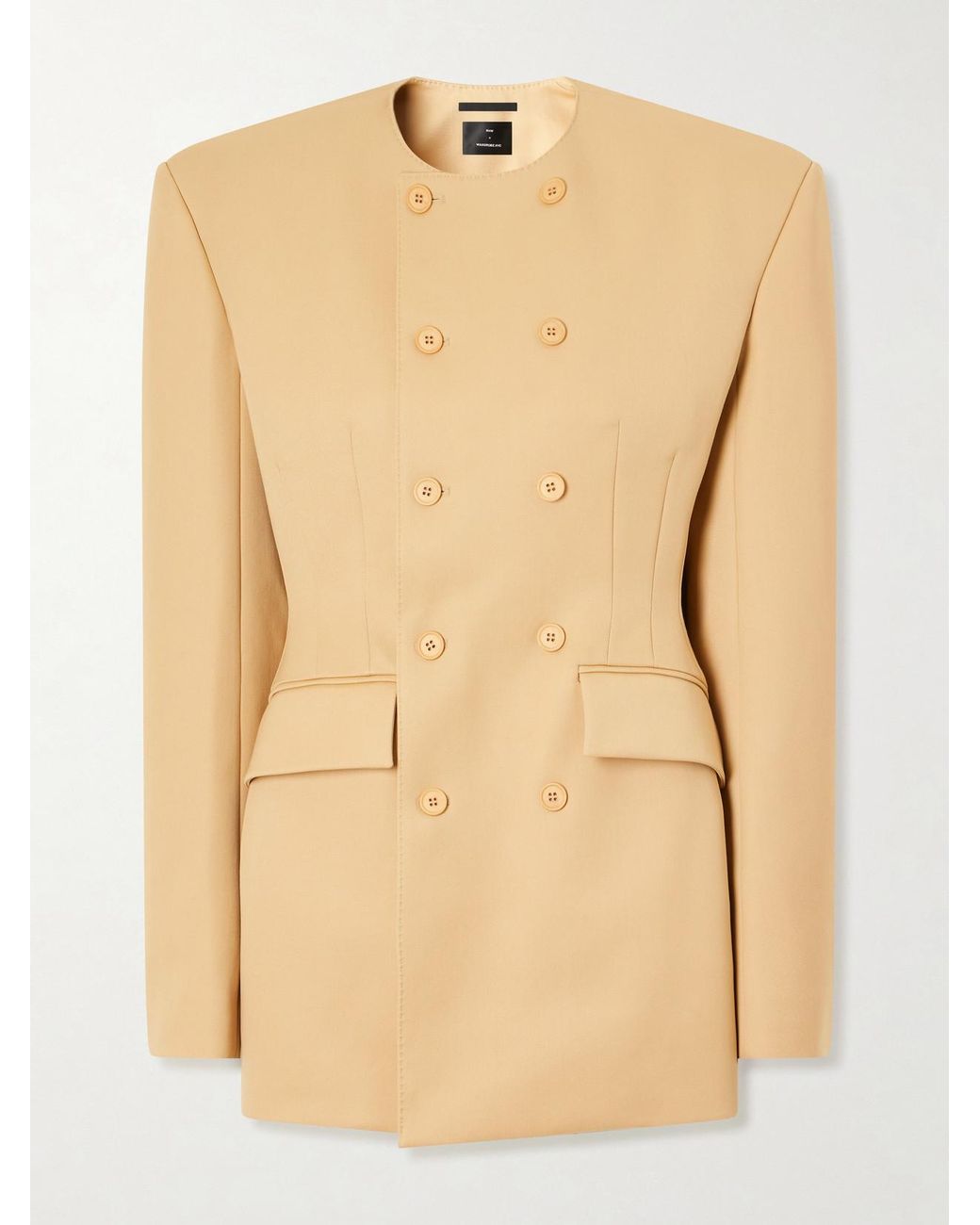 Wardrobe NYC Natural Rhw Double-Breasted Twill Mini Dress