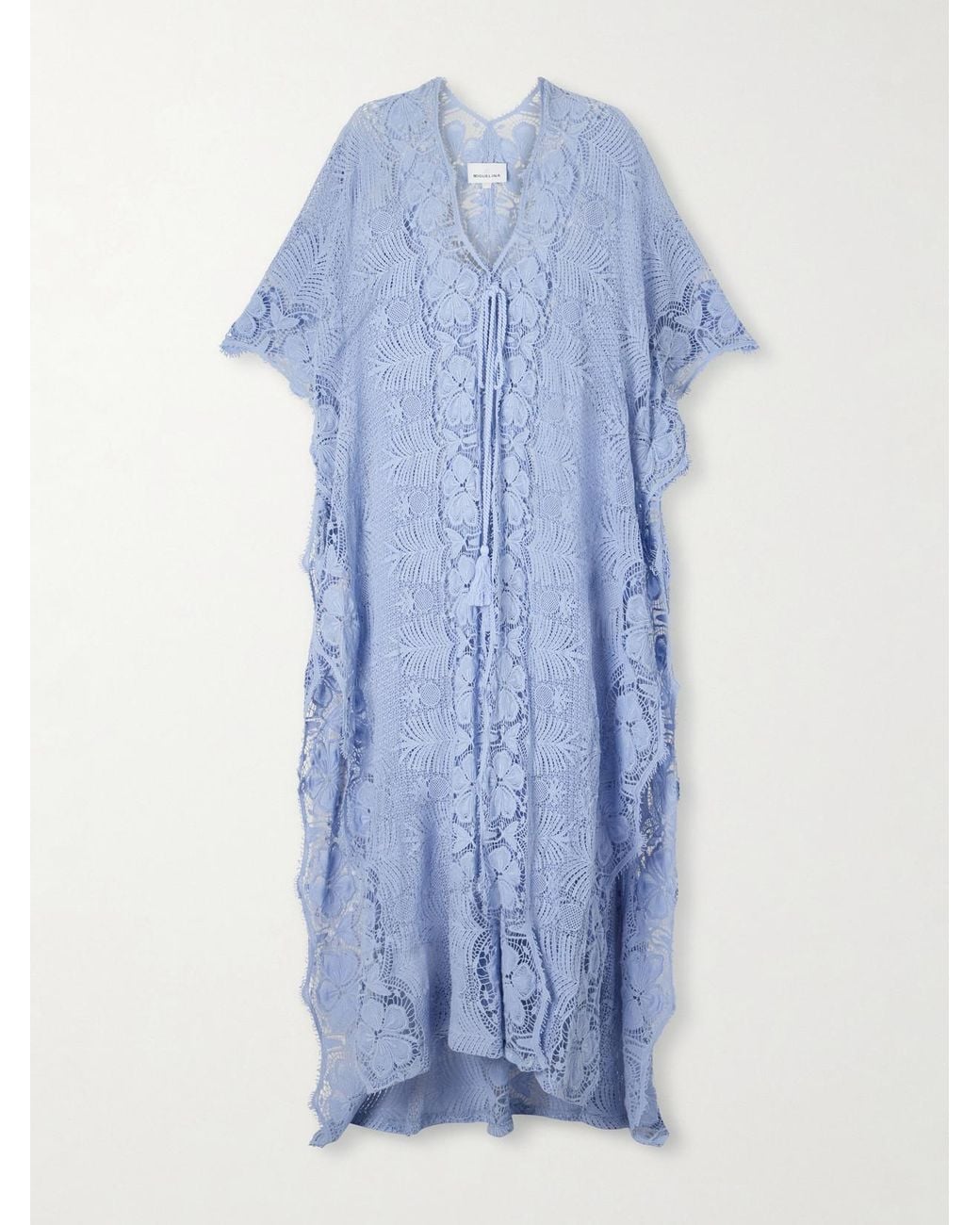 Miguelina Blue Valentina Cotton-Lace Kaftan