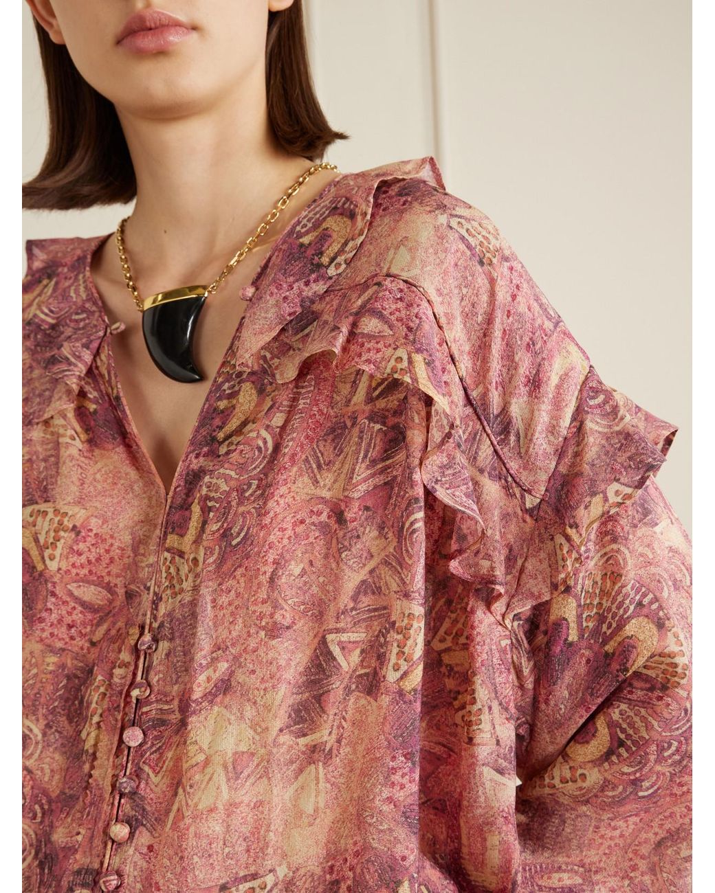 Isabel Marant Pink Charis Silk-Chiffon Blouse