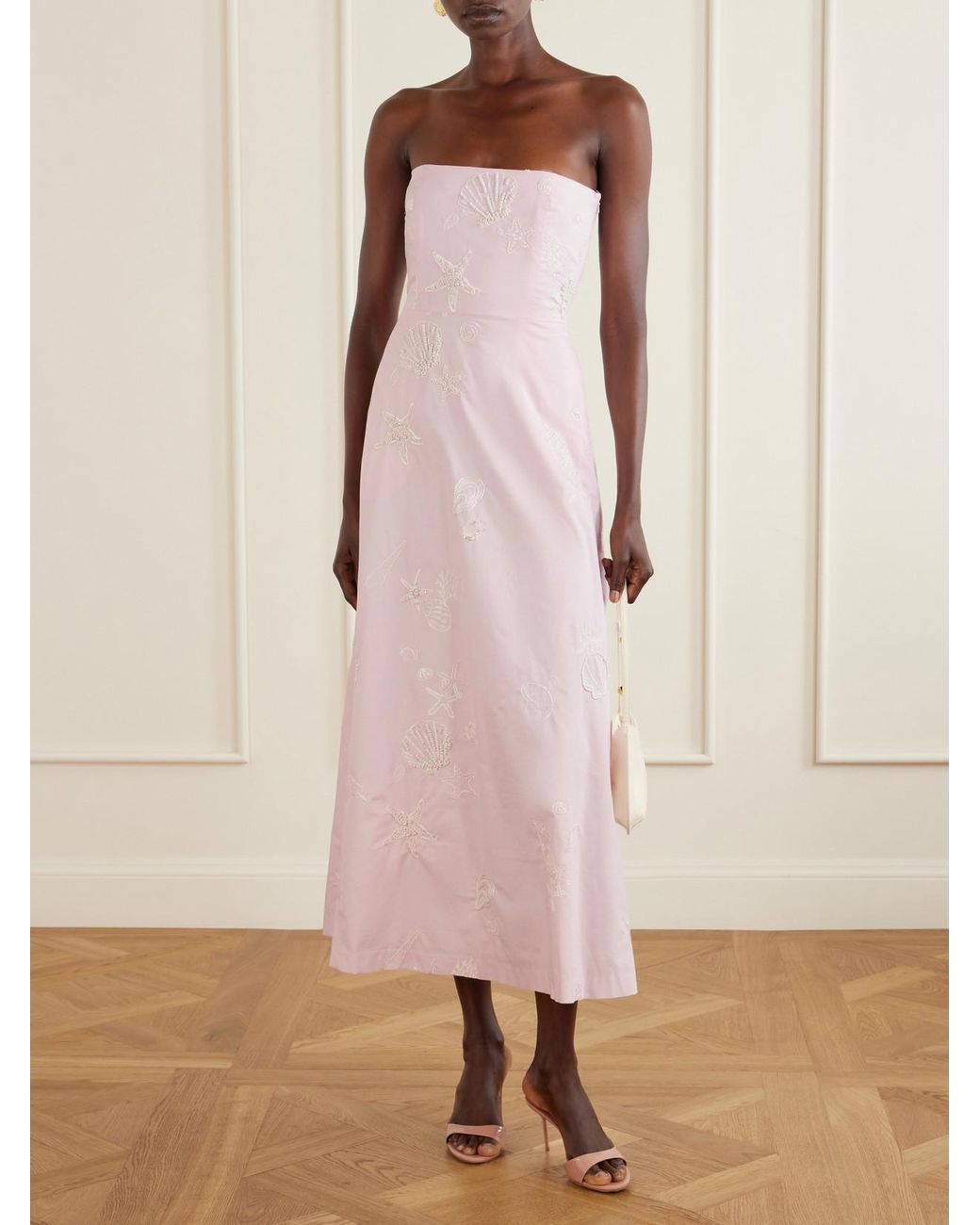 BERNADETTE Pink Odette Cotton Embroidered Dress