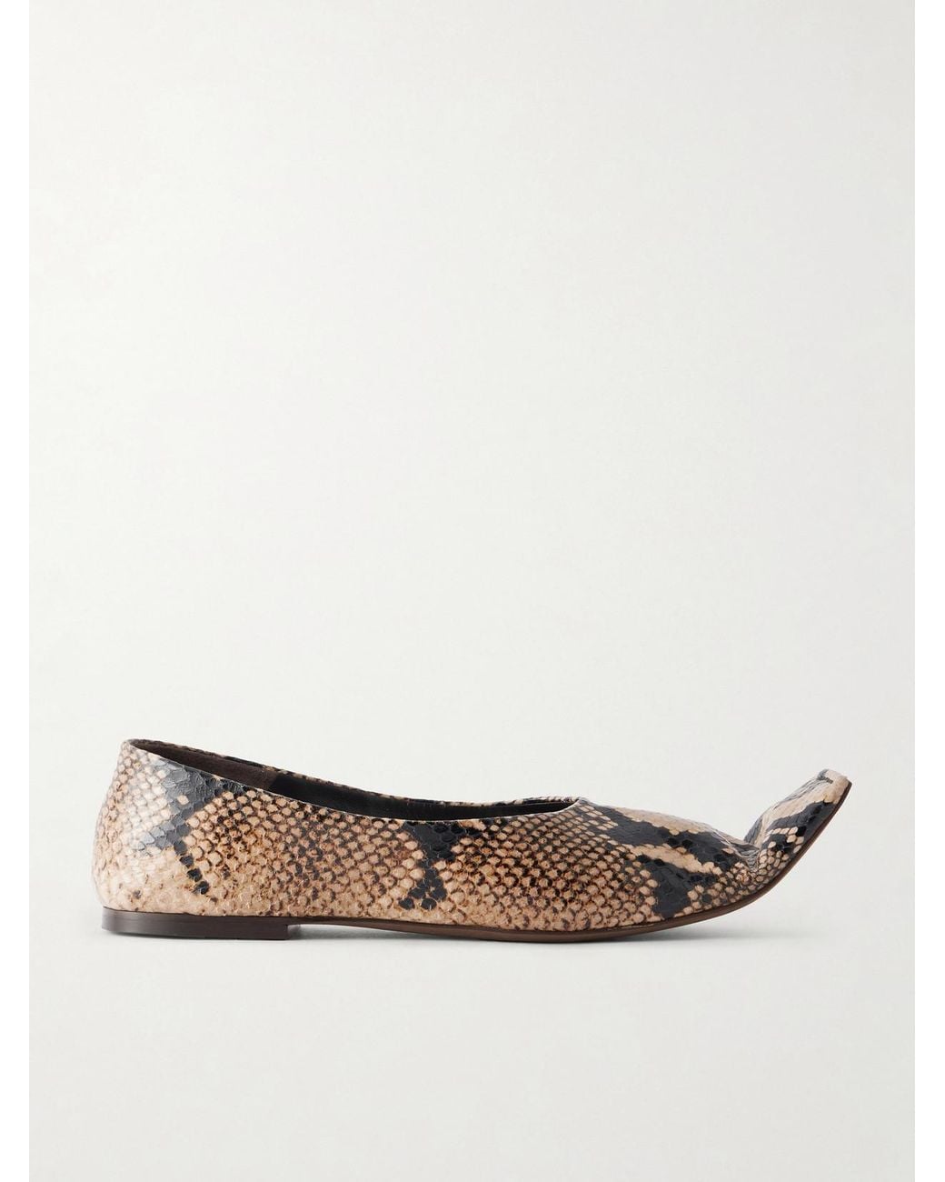 Khaite Natural Marlene Snake-Effect Leather Ballet Flats