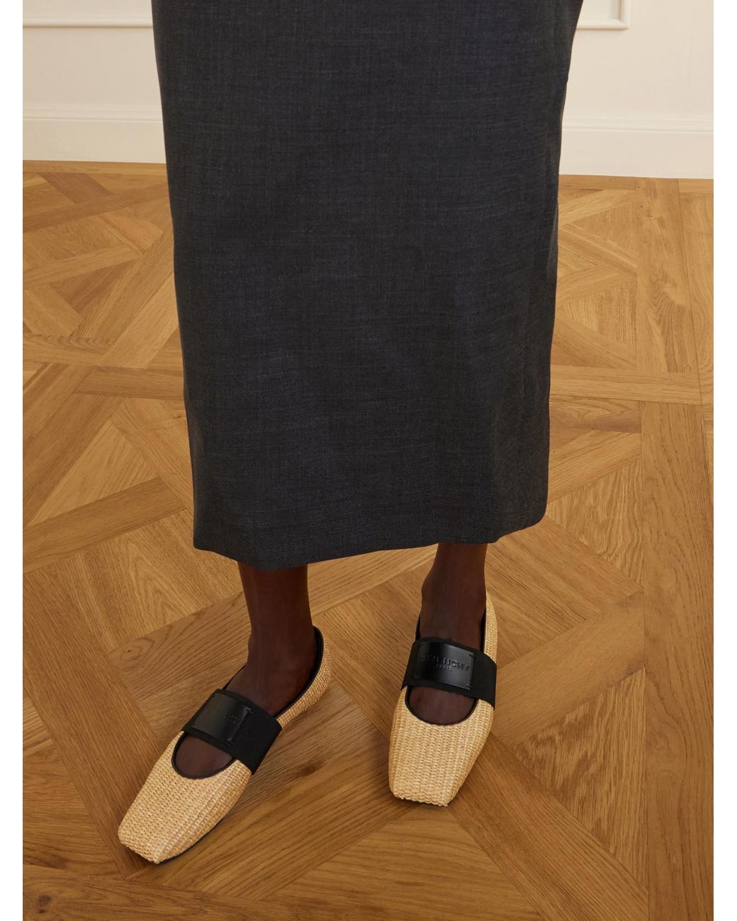 Givenchy Natural Logo-Appliquéd Raffia Ballerina Flats