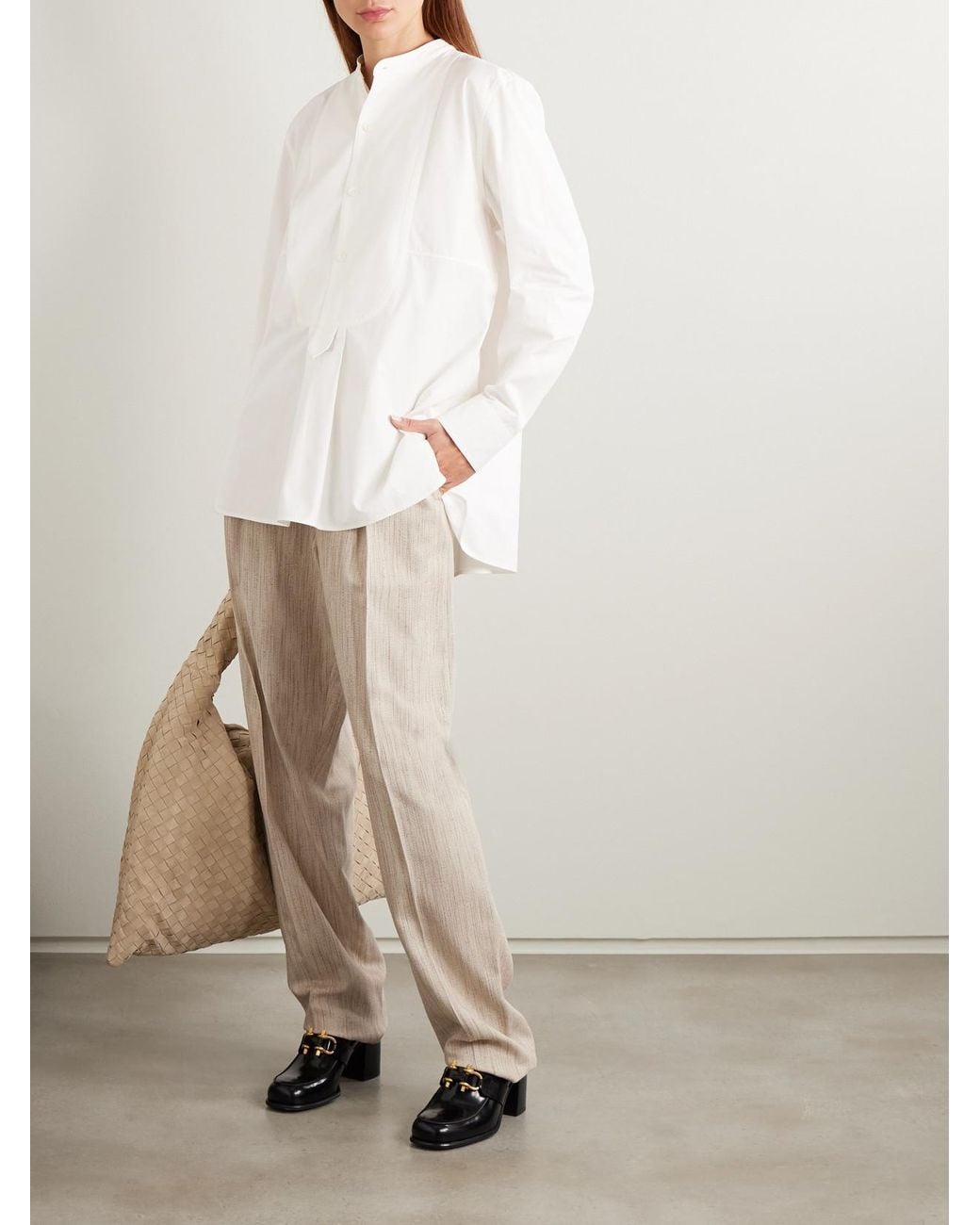 Bottega Veneta Natural Paneled Cotton-Blend Shirt