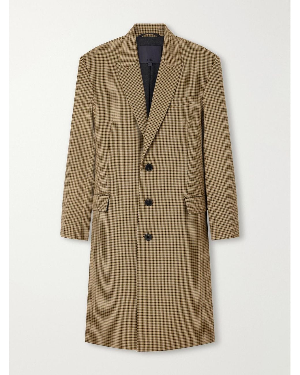 Tibi Natural Checked Twill Coat