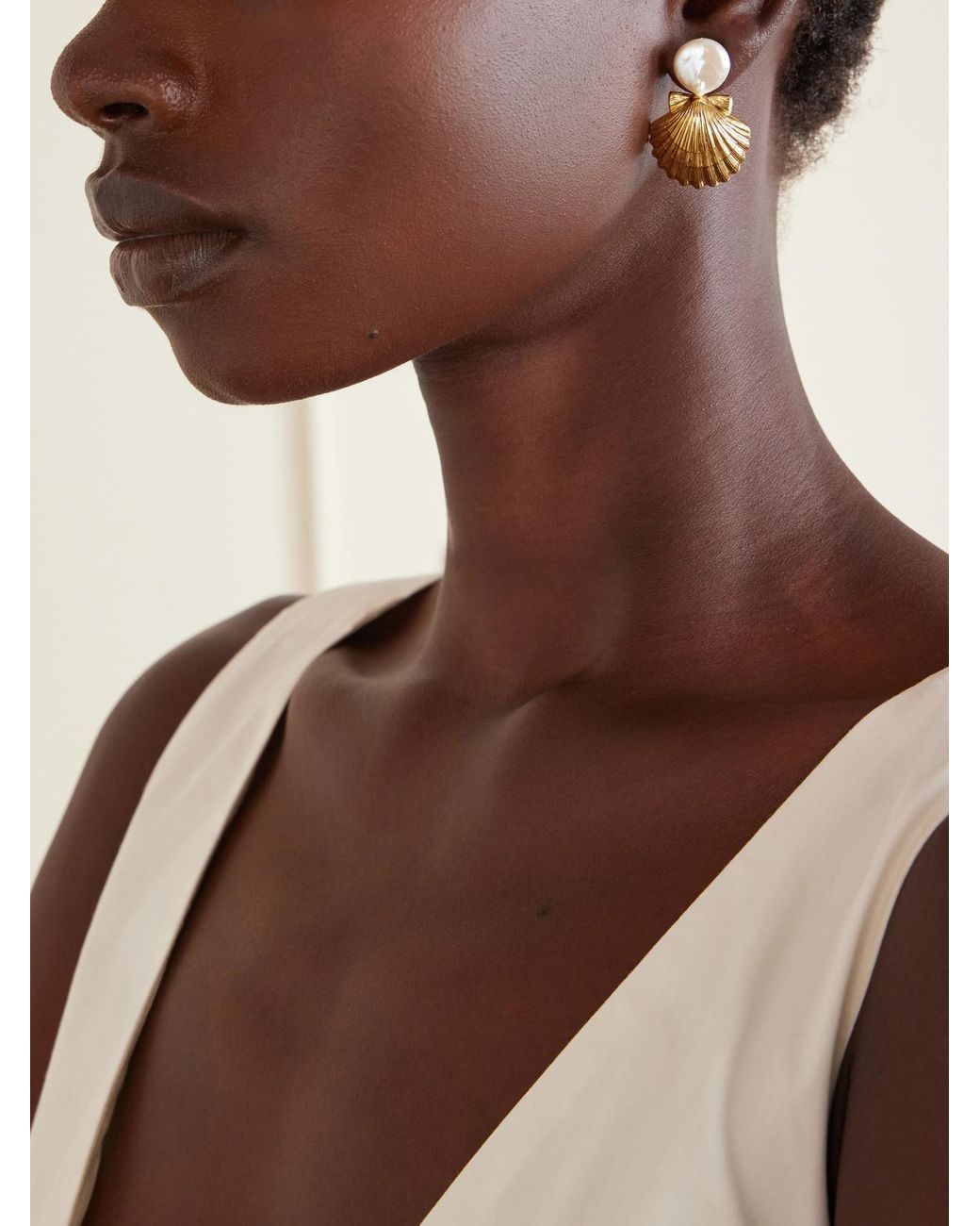 Jennifer Behr White Laguna-Tone Pearl-Effect Embellished Earrings