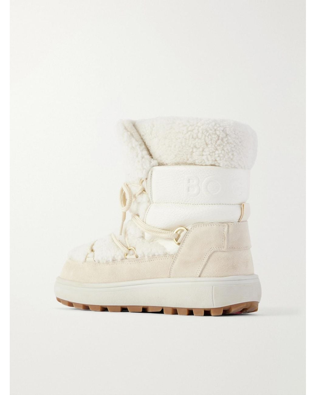 Bogner White Chamonix S 10 C Suede-Trimmed Shearling Snow Boots