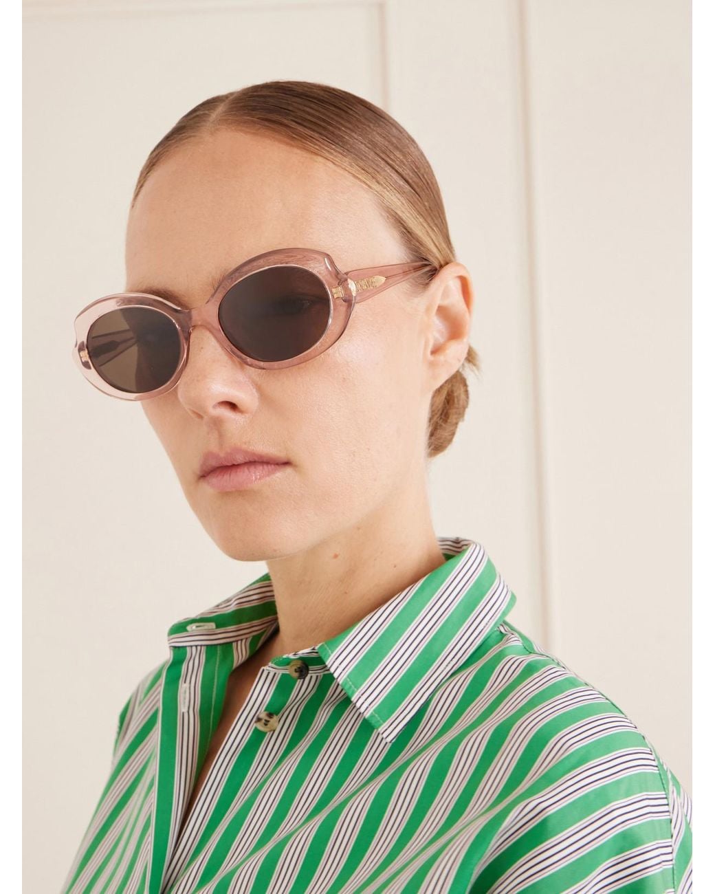 Loewe Natural Oval Slim Oval-Frame Acetate Sunglasses