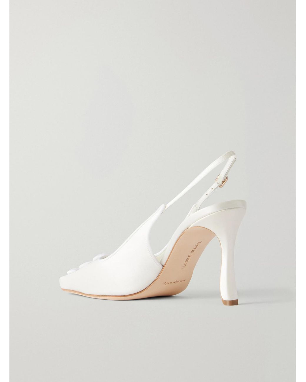 Manolo Blahnik Natural Alexa 90 Embellished Satin Pumps
