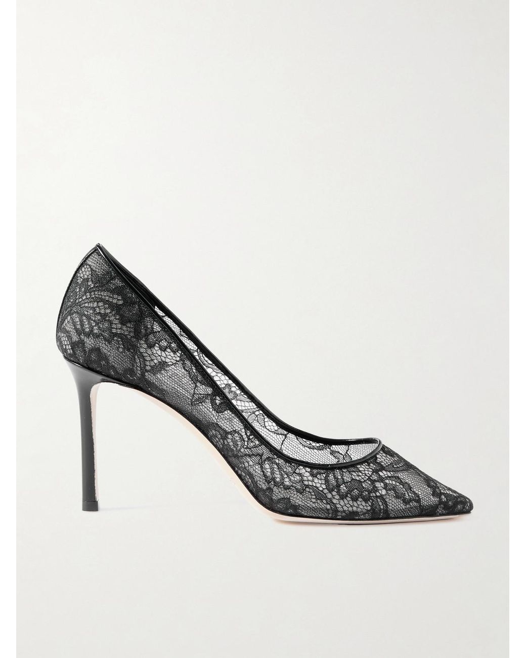 Jimmy Choo Metallic Romy 85 Leather-Trimmed Lace Pumps