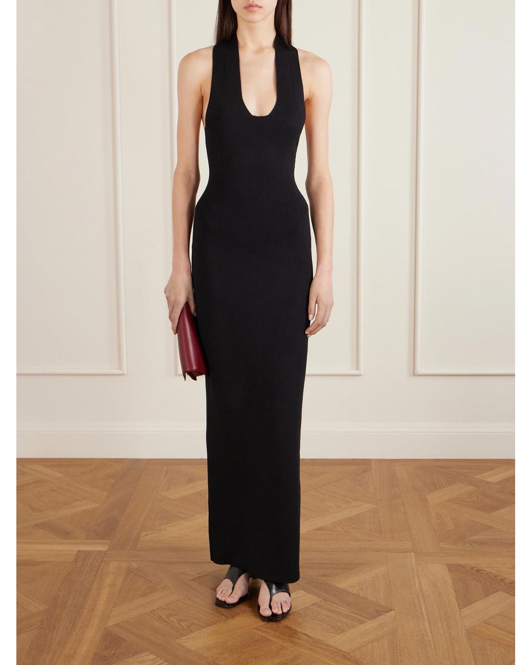 Khaite Black Mahi Knitted Halterneck Maxi Dress