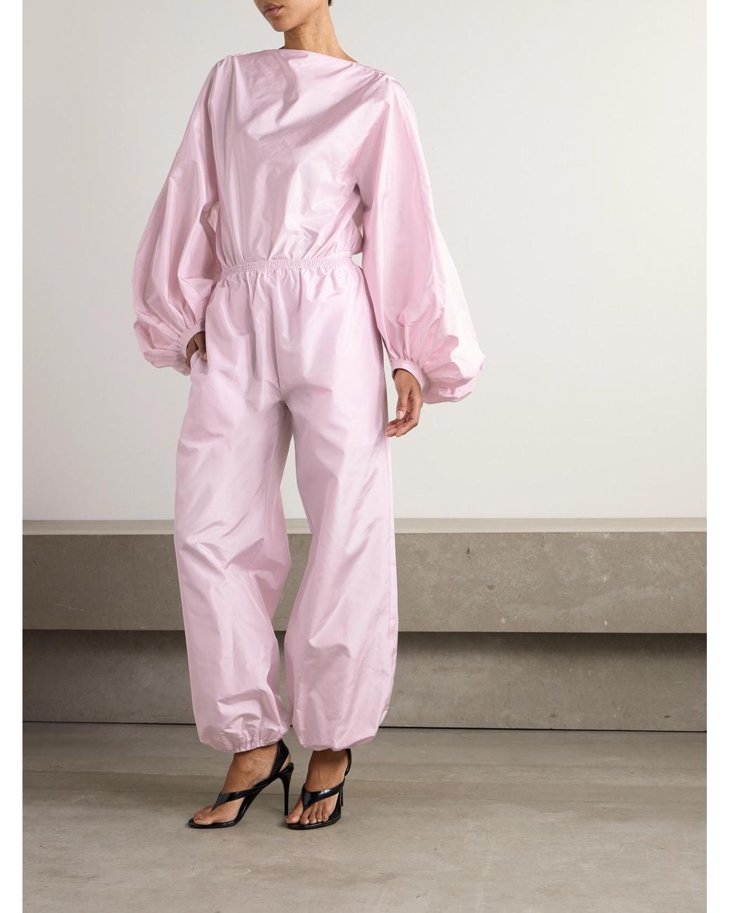 Alaïa Pink Silk-Taffeta Balloon Track Pants