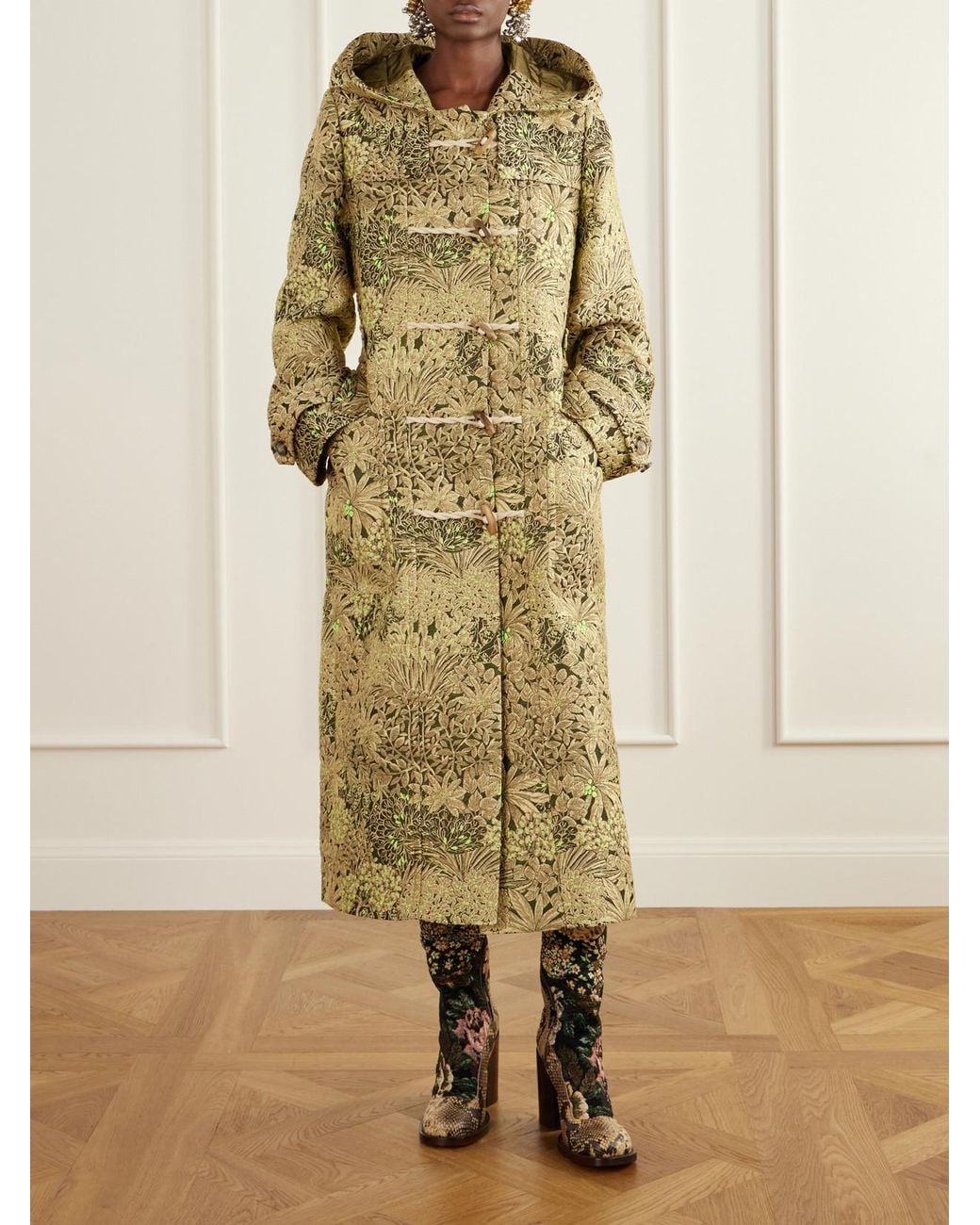 Dries Van Noten Metallic Paisley-Jacquard Brocade Coat