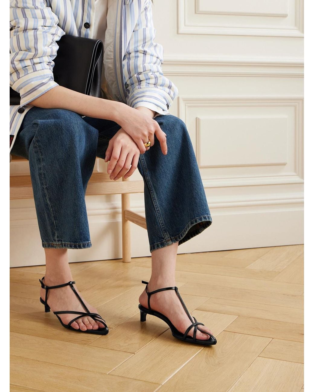 Jil Sander Black Leather Sandals