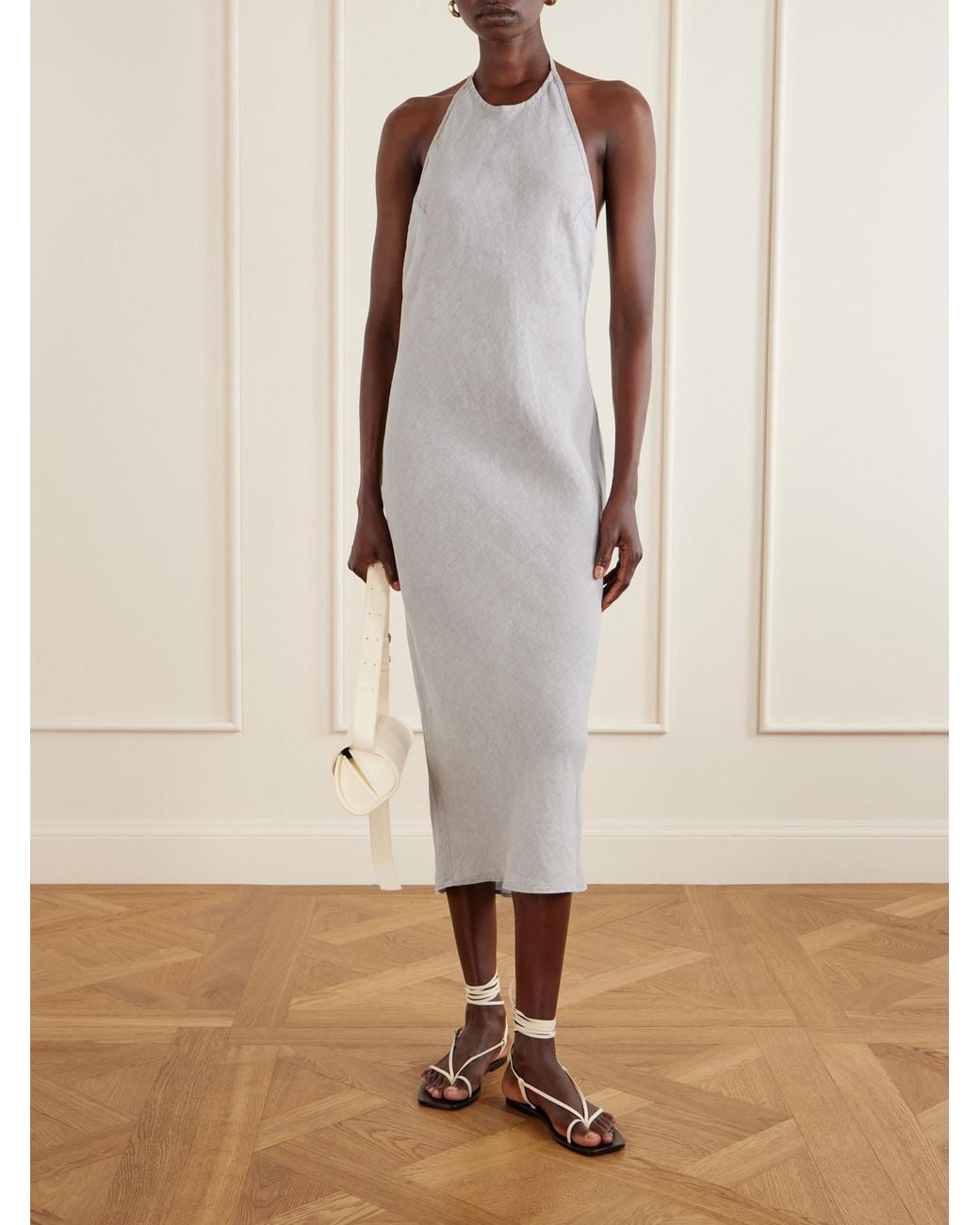 James Perse White Linen Midi Dress