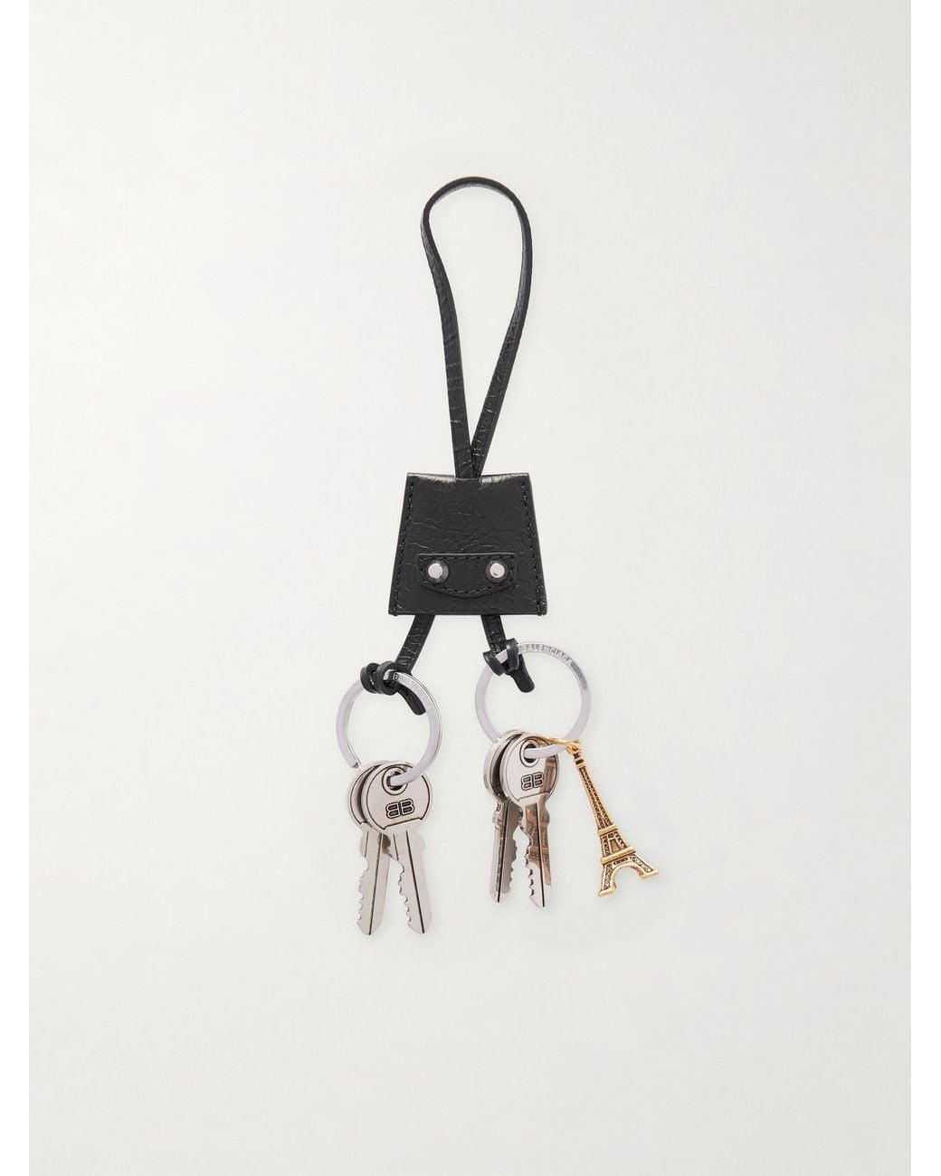 Balenciaga White Le City Eiffel Textured-Leather, And-Tone Bag Charm