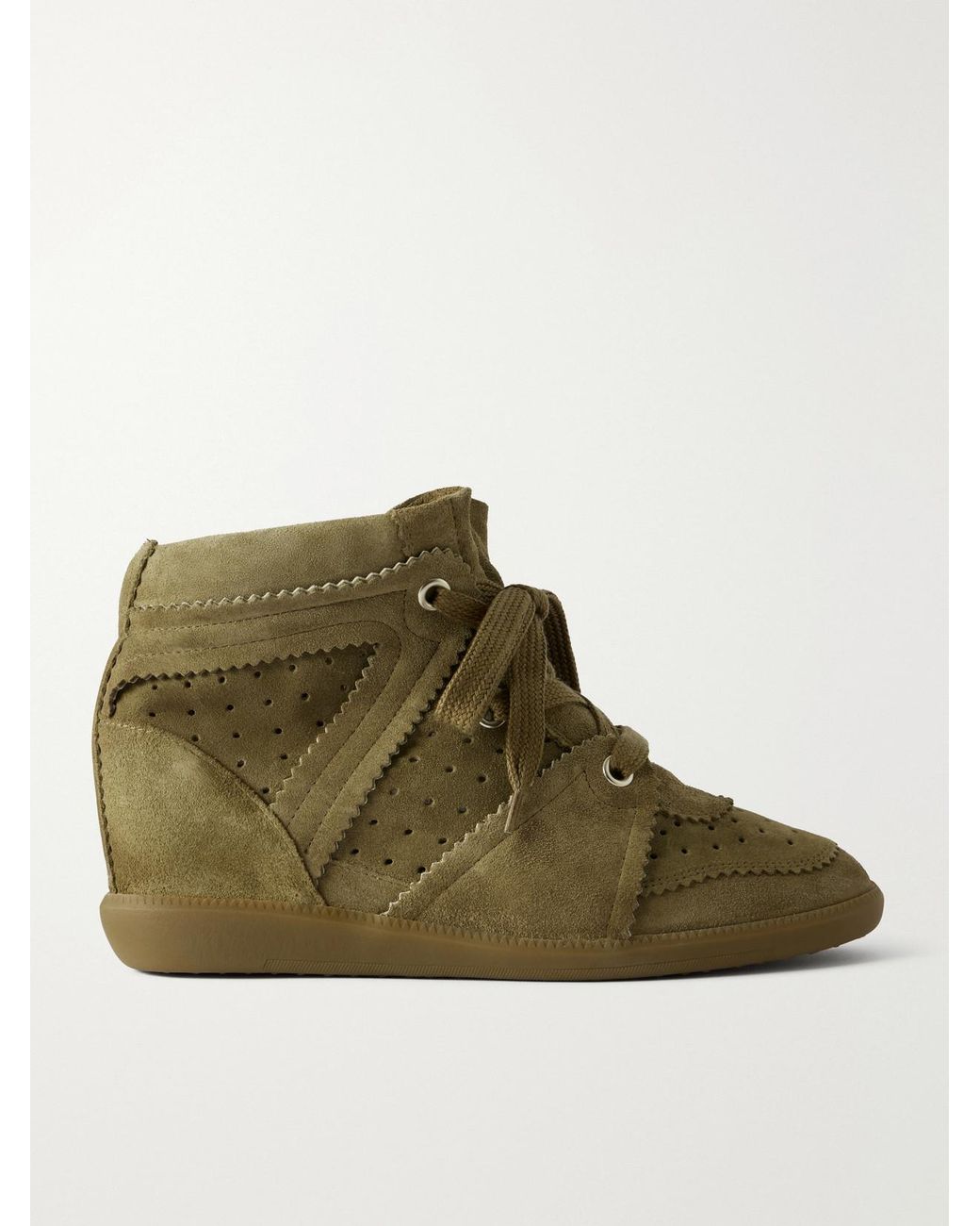 Isabel Marant Green Bobby Suede Wedge Sneakers