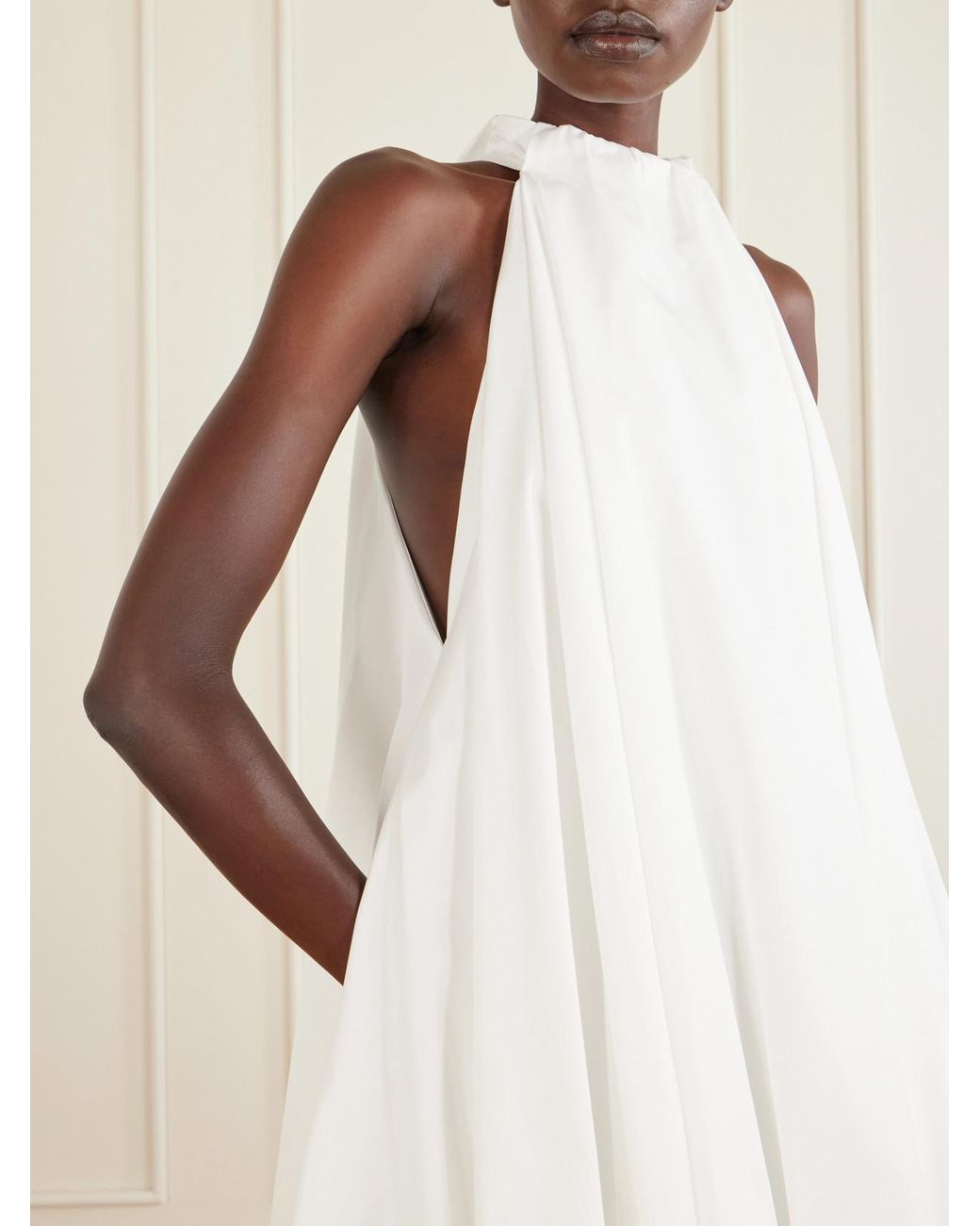 Alaïa White Halterneck Cotton-Poplin Balloon Mini Dress