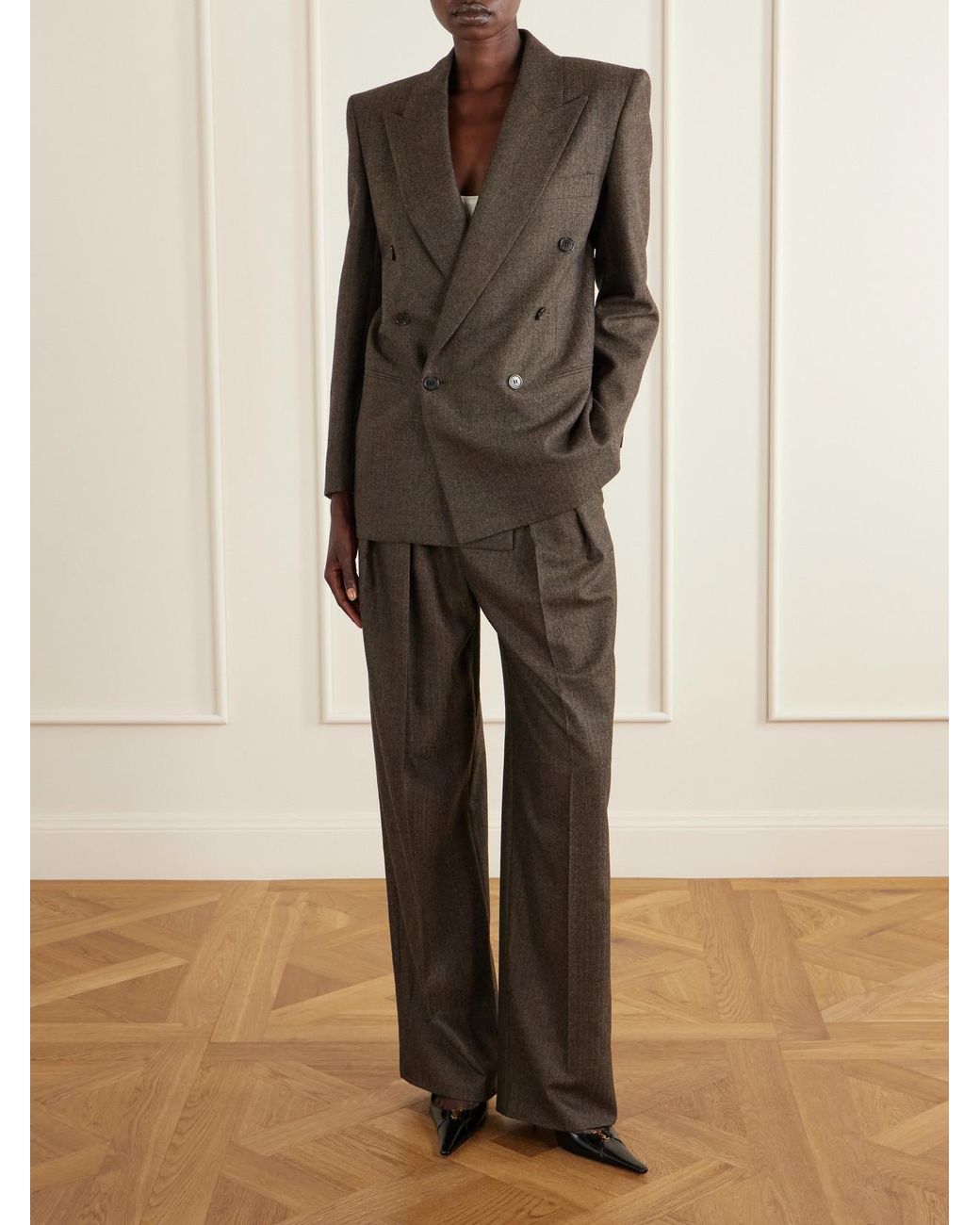 Saint Laurent Green Double-Breasted Virgin Wool Blazer