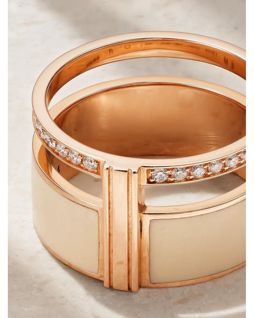 Repossi Natural Berbere 18-Karat Rose, Lacquer And Diamond Ring